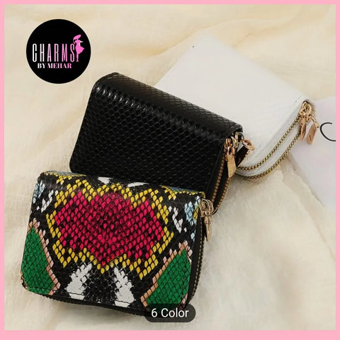 High Quality snake print  double side zipper Wallet & credit card holder