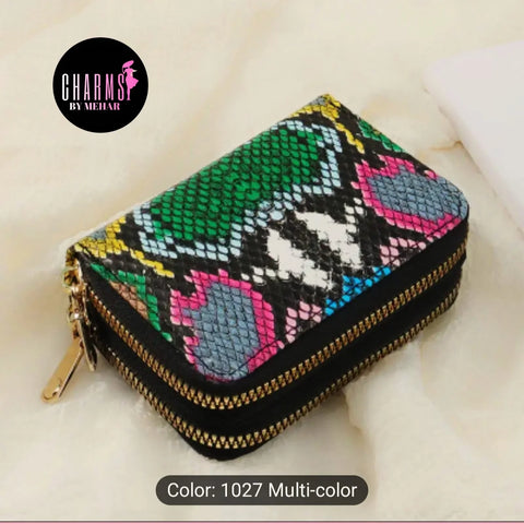 High Quality snake print  double side zipper Wallet & credit card holder