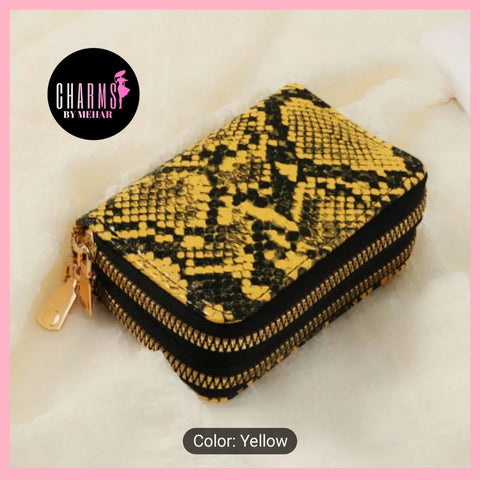 High Quality snake print  double side zipper Wallet & credit card holder