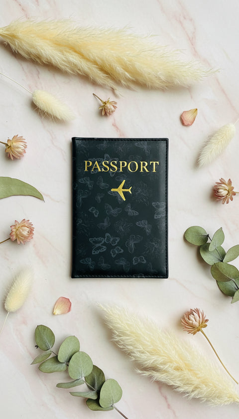 Luxury leather Butterfly Passport Cover