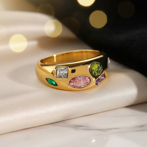 Stainless steel Multistone Ring