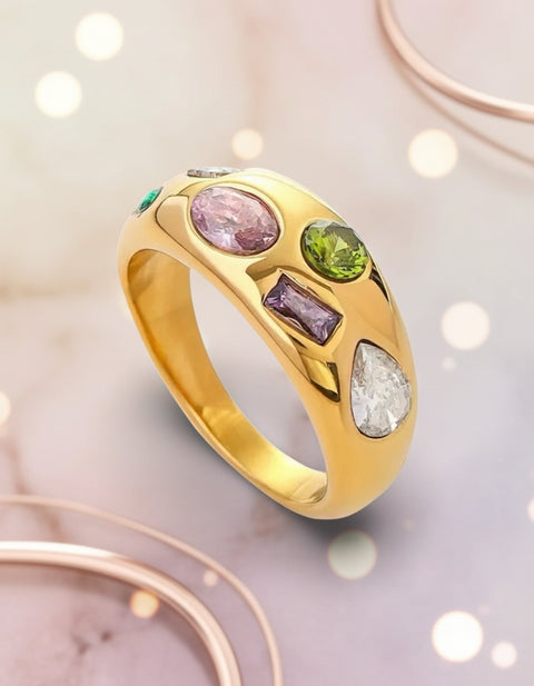 Stainless steel Multistone Ring