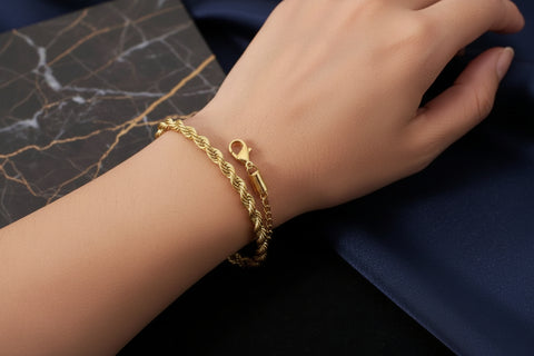 Twisted rope chain bracelet stainless steel