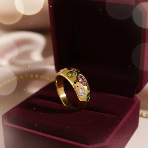 Stainless steel Multistone Ring