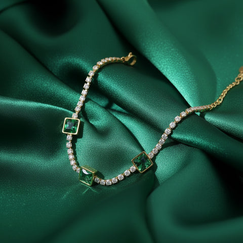 Stainless steel Green Emerald Bracelet