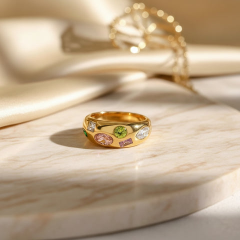 Stainless steel Multistone Ring