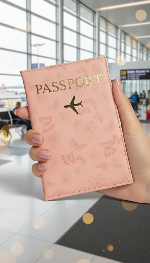 Luxury leather Butterfly Passport Cover