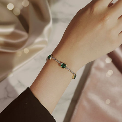 Stainless steel Green Emerald Bracelet
